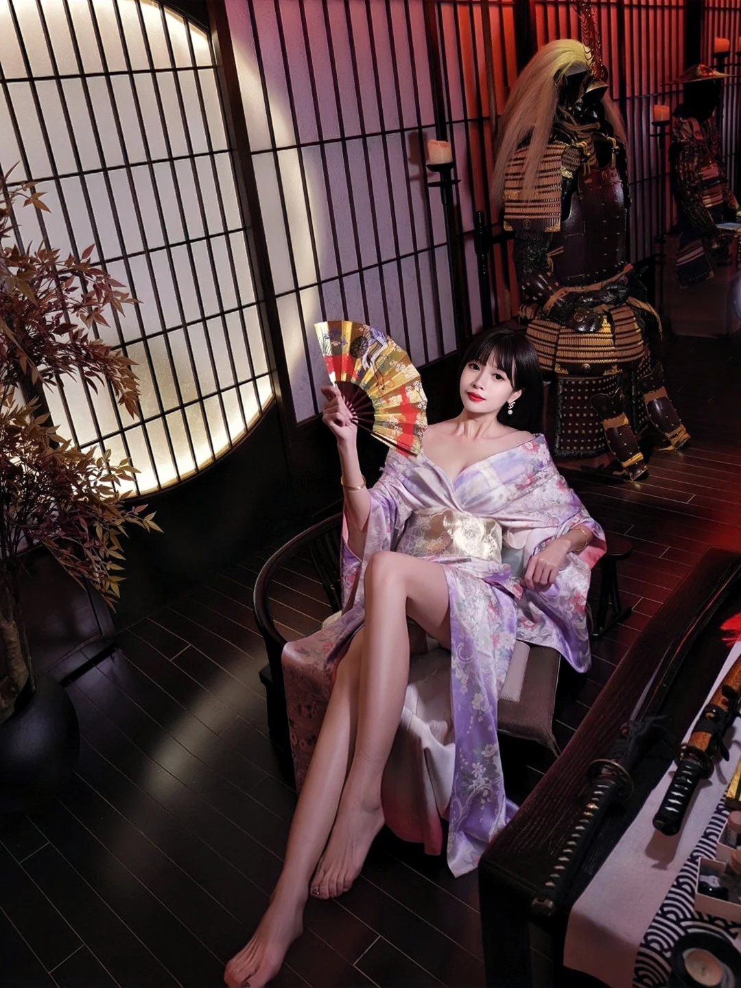 上海甲胄主题日料吃饭送写真，和服+武士馆