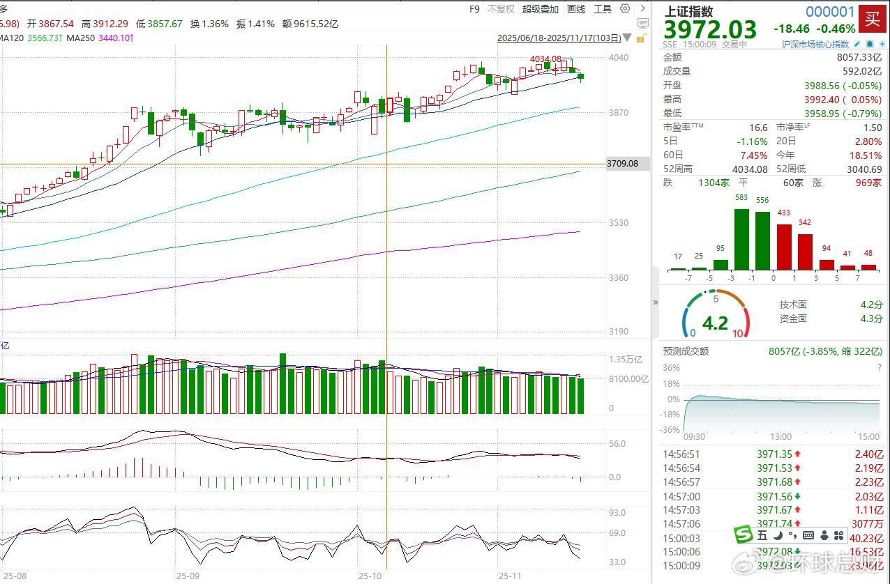 【沪指震荡下跌0.46%，锂矿题材逆势爆发】香港万得通讯社报道，11月17日，A