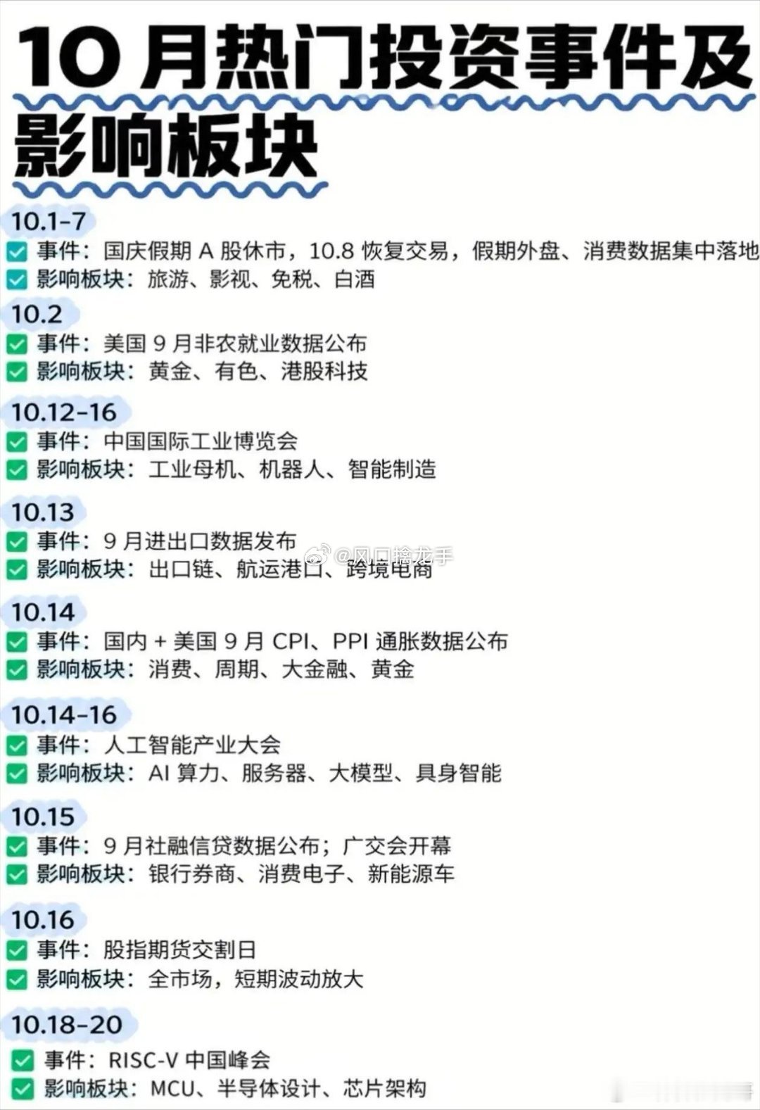 10月A股关键大事日历！15个核心事件，直接影响各大主线板块10月A股进入数据+