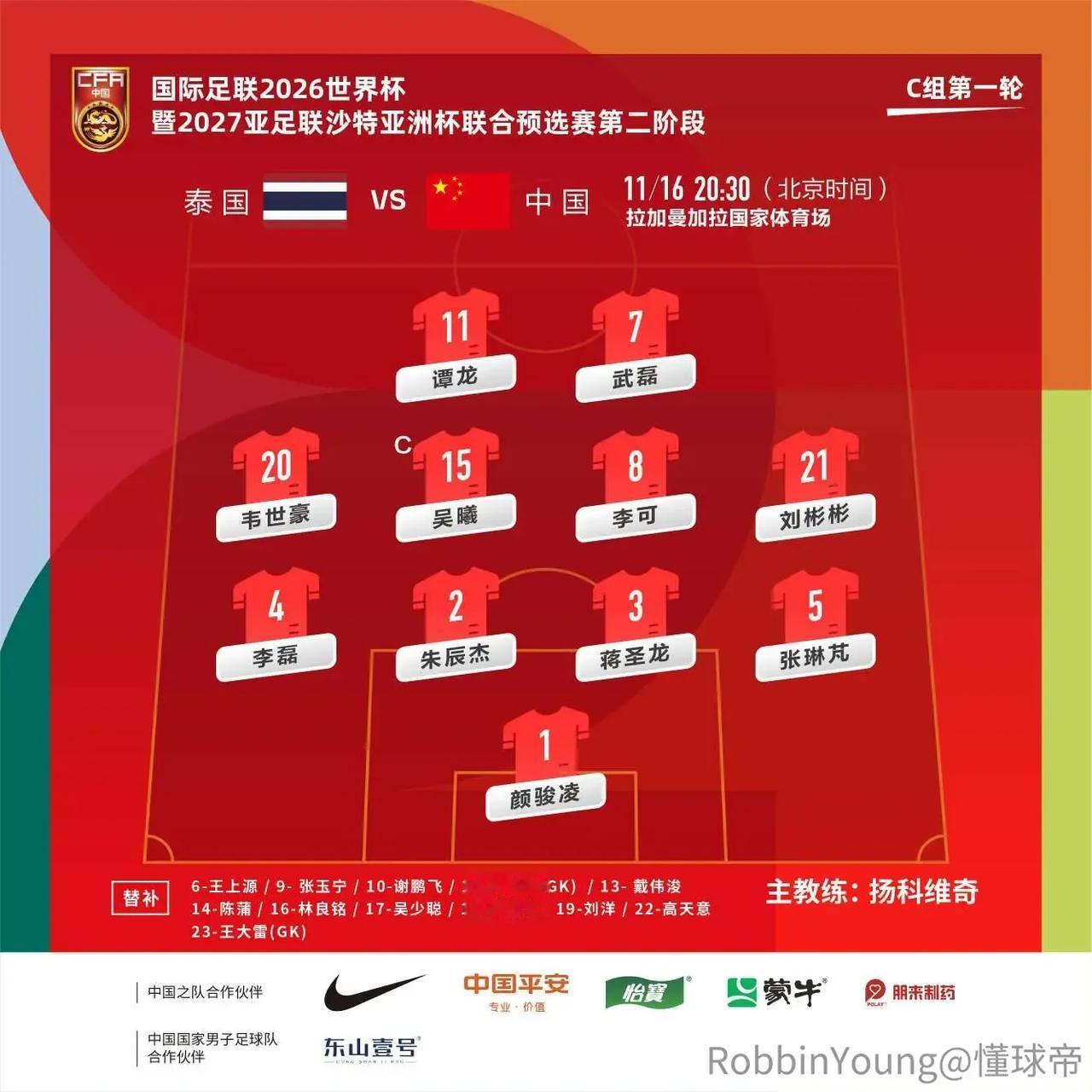 国足2比1逆转战胜泰国赛后评分！
颜骏凌：7.5分 发挥稳健
李磊：7分 中规中