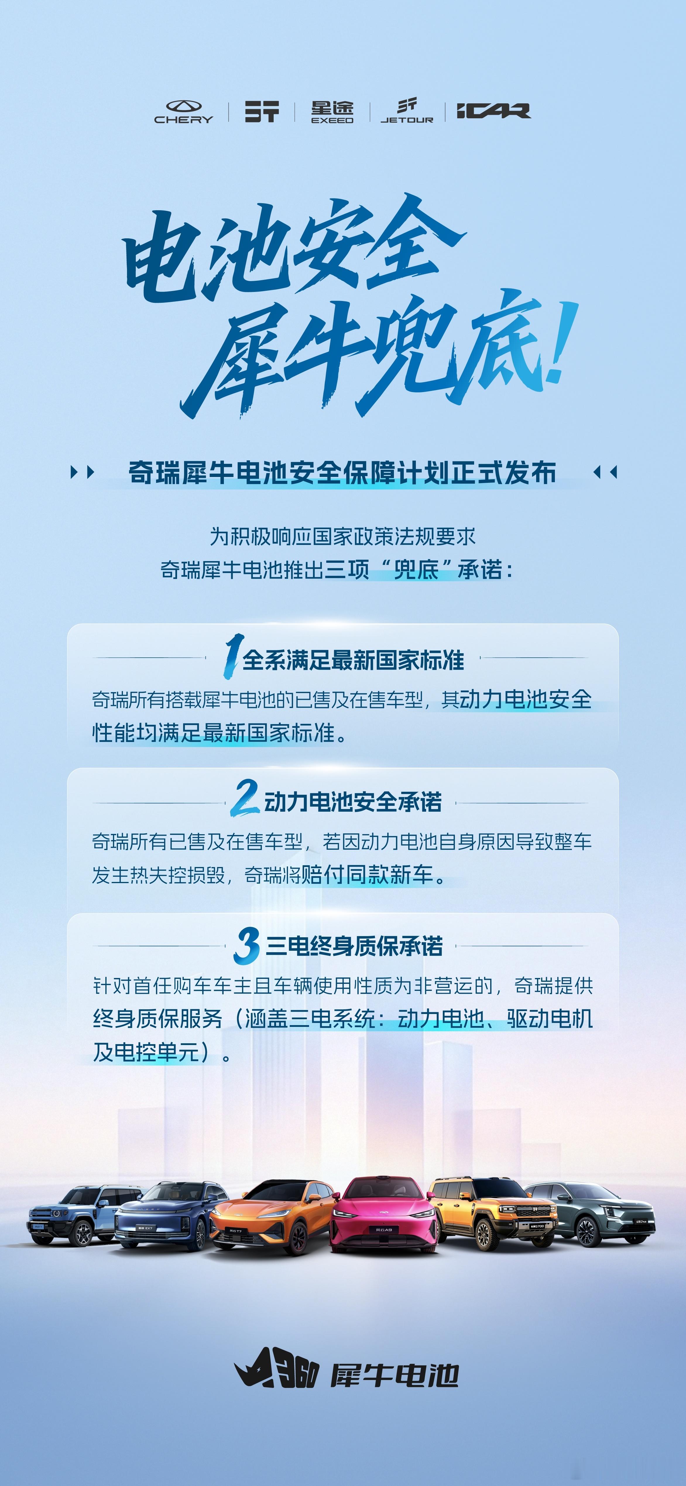懂车之道讯 电池安全，犀牛兜底！奇瑞犀牛电池安全保障计划正式发布奇瑞犀牛电池 