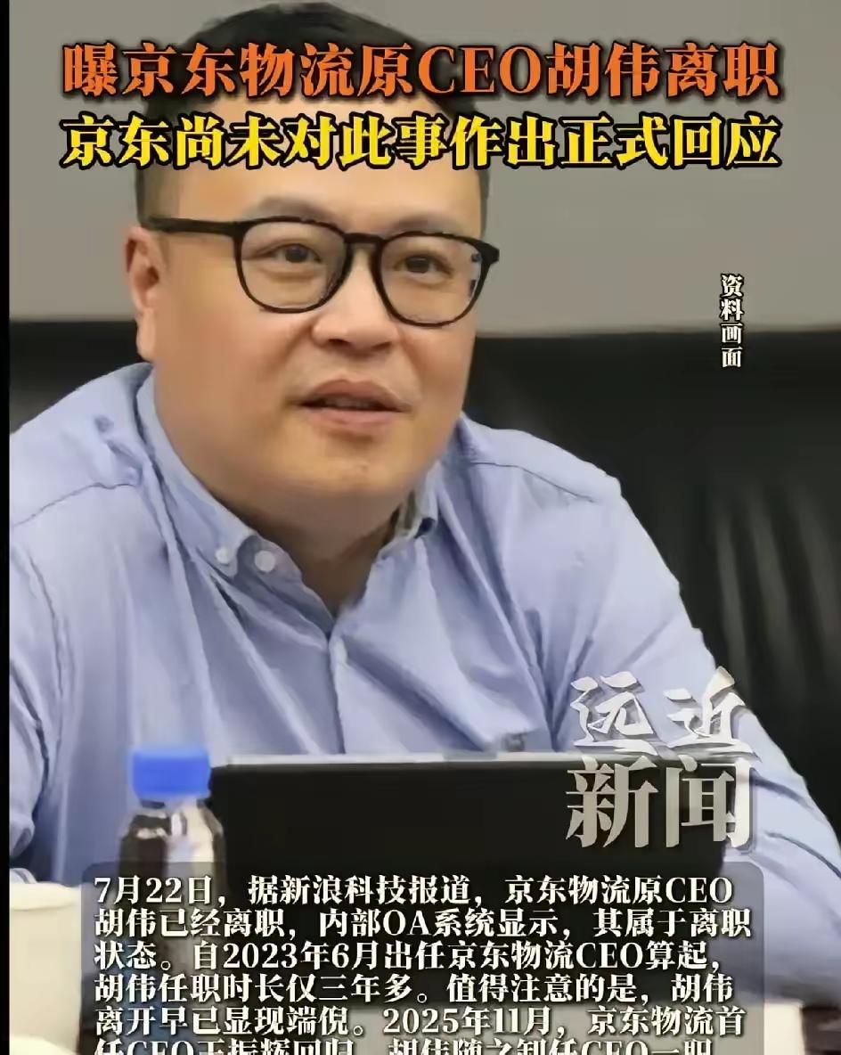 7月22日，电商圈炸锅了，京东物流前CEO胡伟离职，内部OA都更新状态了。这胡伟