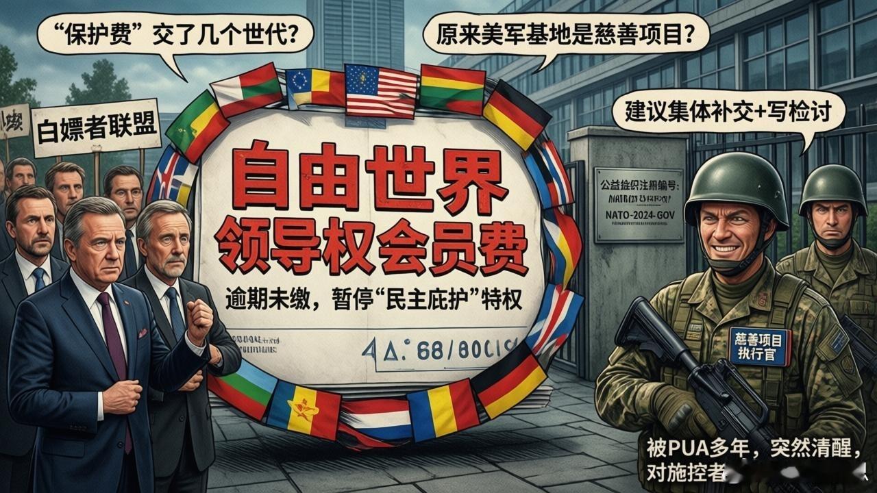 “保护费”交了几个世代，突然被告知我们在白嫖。原来美军基地是慈善项目，北约是公益