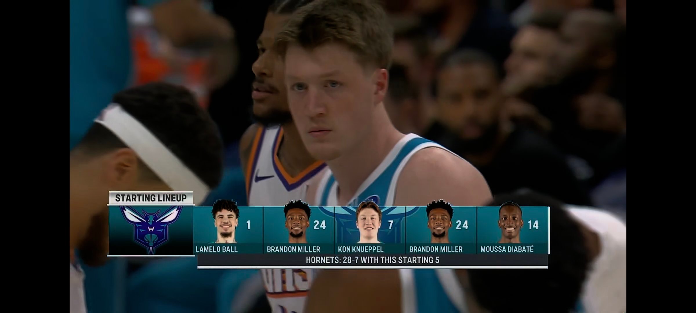 美国转播这给出的球员名单真是有些搞笑了……布兰登米勒还影分身了太阳vs黄蜂