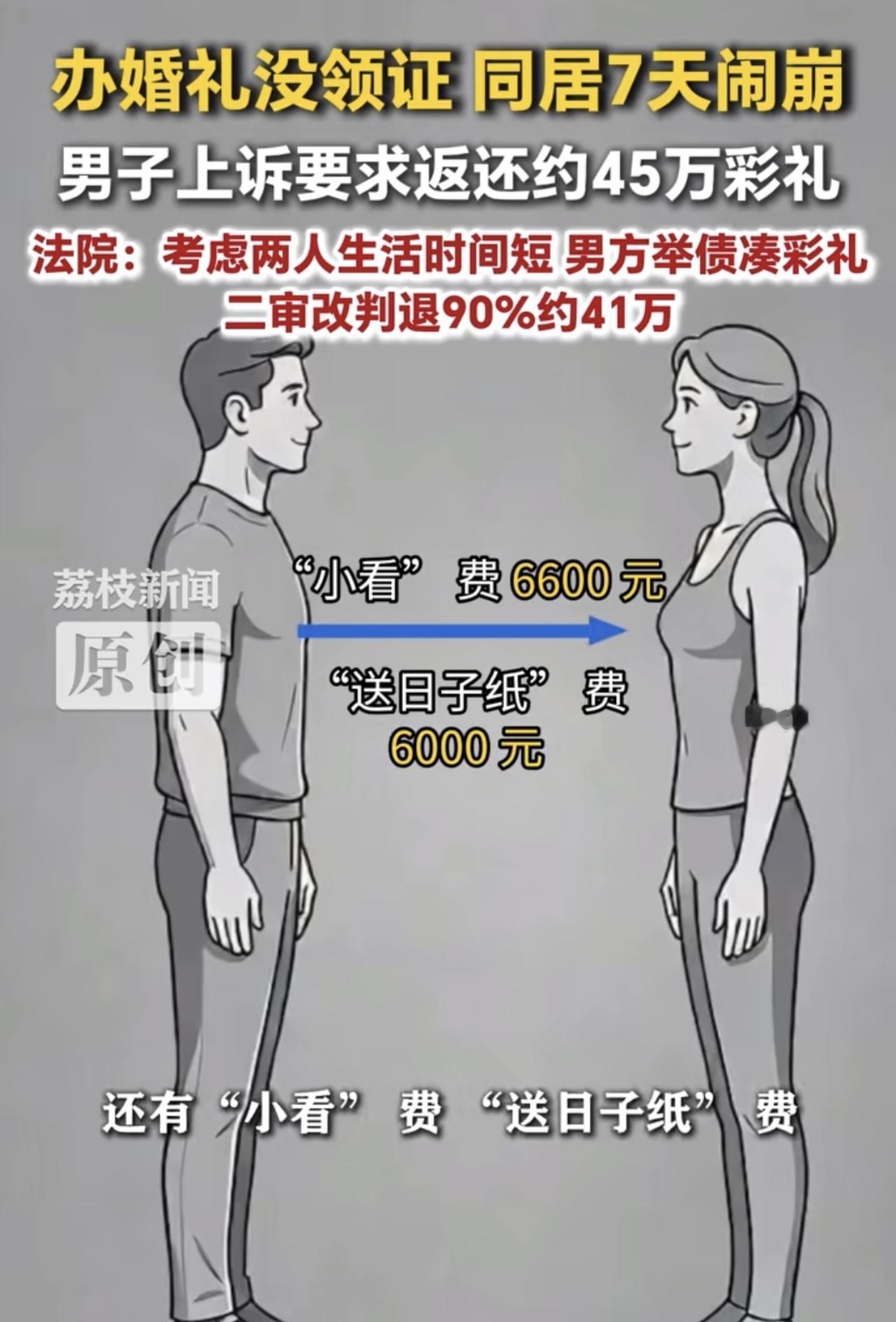 其实我是觉得男方是真的想要结婚。只是他实在没钱了，最终才会谈崩，分了手。
这不江