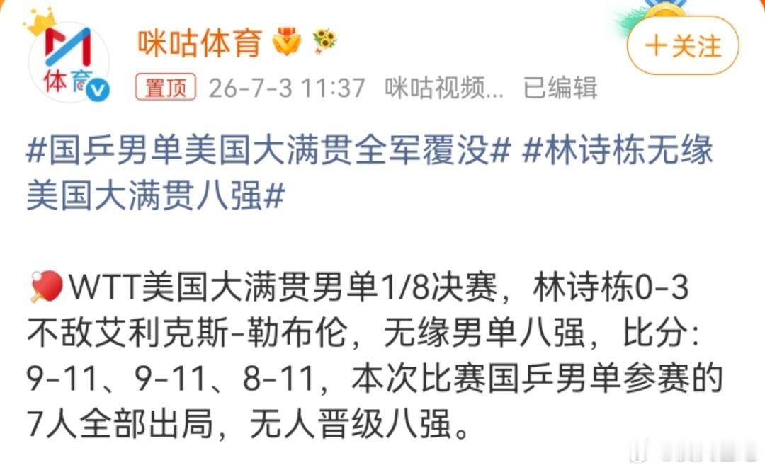 国乒男单美国大满贯全军覆没哎，好好的果球看来要朝国足方向发展了2027丁未，确实