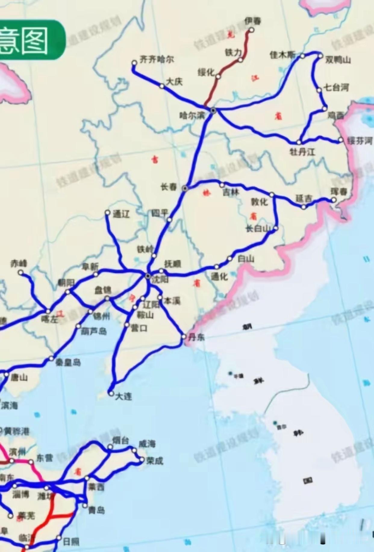 东三省高铁差距明显，辽宁高铁密度最高， 路网四通八达，吉林的高铁最滞后。辽宁，沈