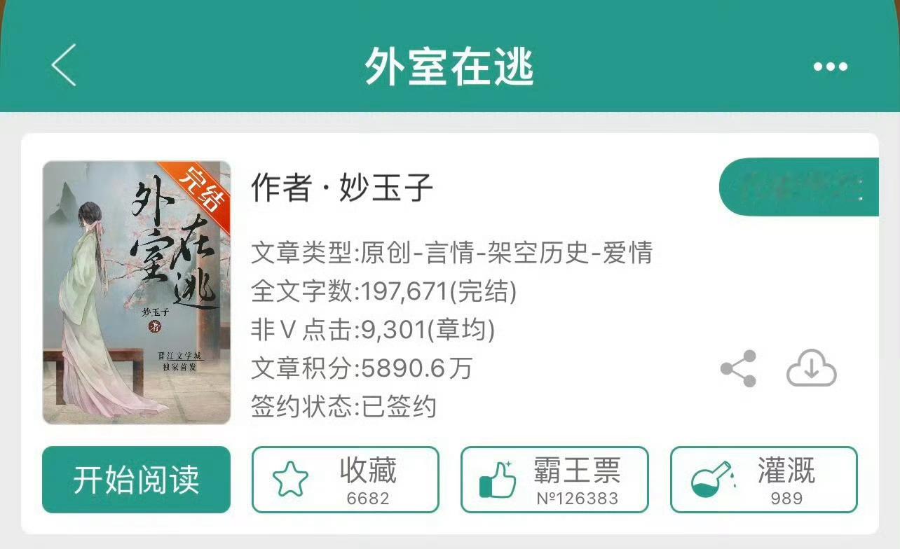 小说推荐：《外室在逃》 作者:妙玉子简评：清醒落魄贵女vs狗里狗气世子，替身梗，