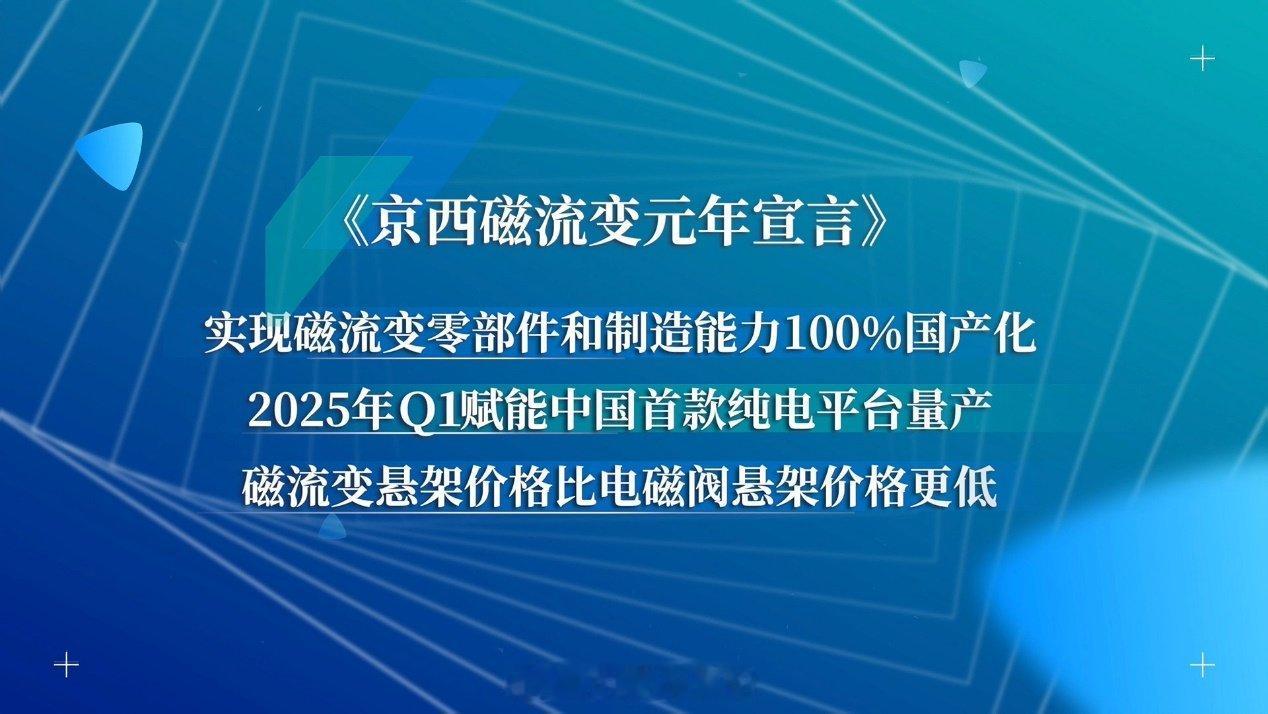 京西集团第四代MagneRide磁流变悬架实现了全面国产化，作为全球唯一具备磁流