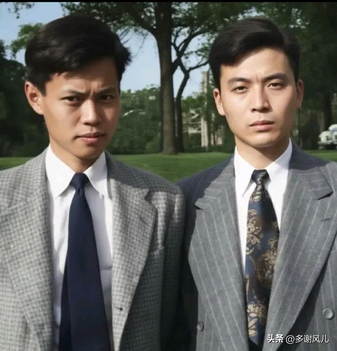 杨振宁（耳高于眉）与邓稼先，这颜值不比现在的素颜明星差。
这张照片拍摄于1947