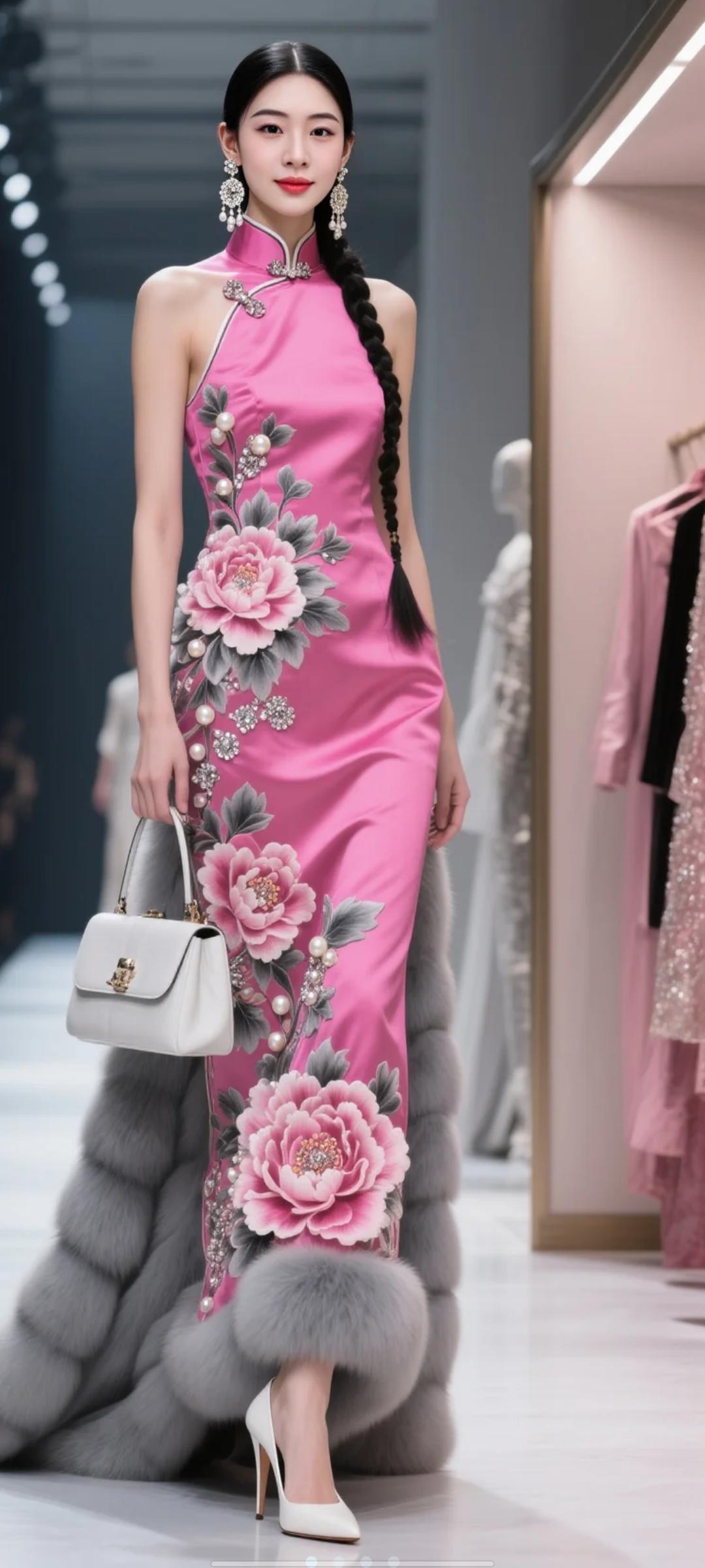 什么样的穿搭可以成为气质女神?
喜欢吗？粉色长款旗袍！