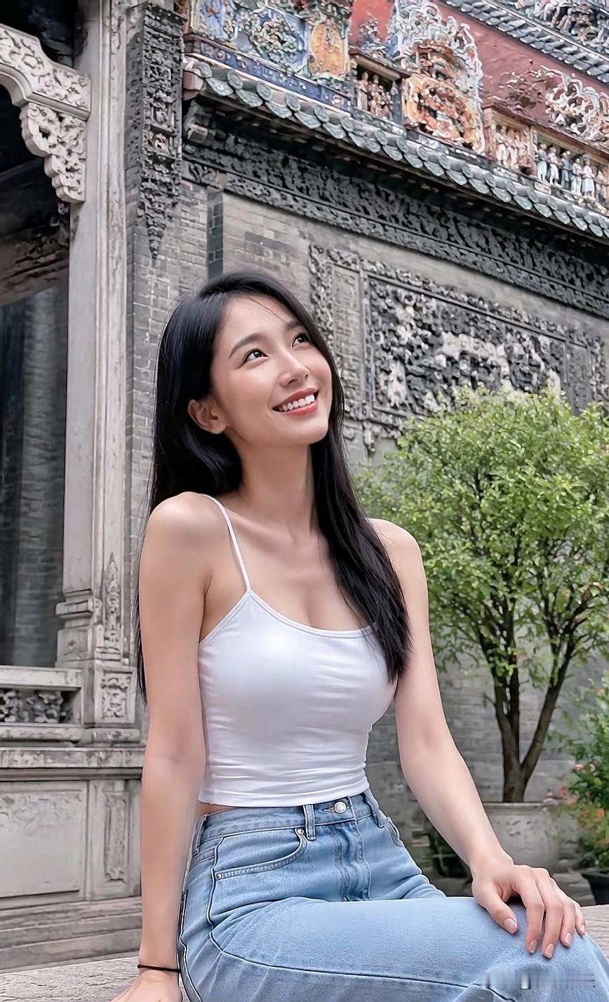 一墙古韵，一身清爽。
分享小姐姐的美丽照片分享甜美小姐姐随手拍