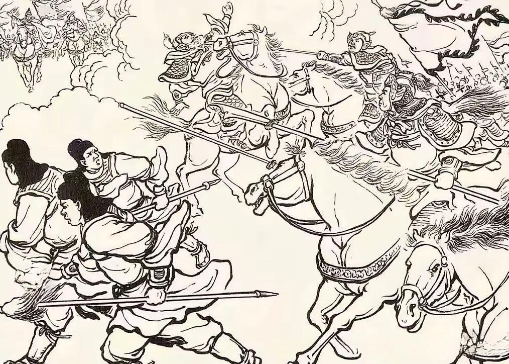 一枪正中哽嗓咽喉。此将正与同伙一起围攻就要得手之际，突然听见喊声震天...