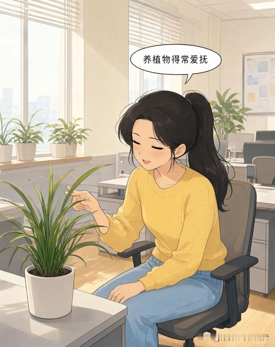 趣味漫画：她说养花要爱抚，同事搬来仙人球漫画小趣味