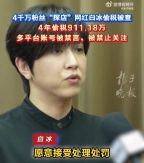 “探店网红”白冰偷税漏税近千万！ 