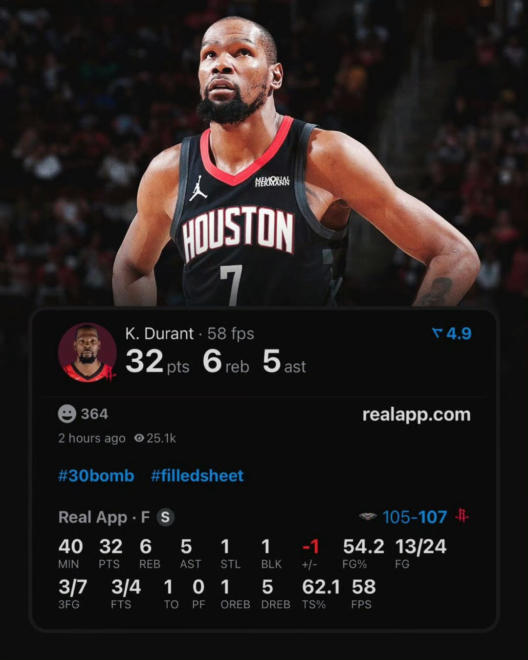 今天是杜兰特生涯，第25次在第四节或者加时赛最后10秒投进扳平或反超球！超越诺维