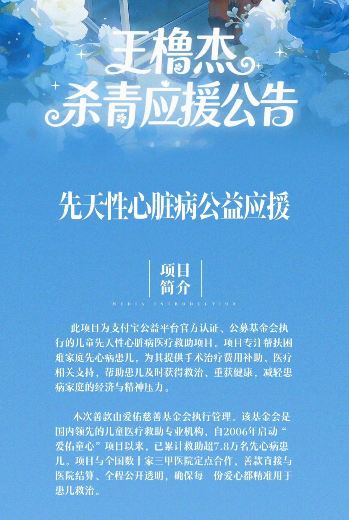 【王橹杰】王橹杰粉丝公益应援 王橹杰粉丝先天性心脏病公益应援，以王橹杰&付彬言之