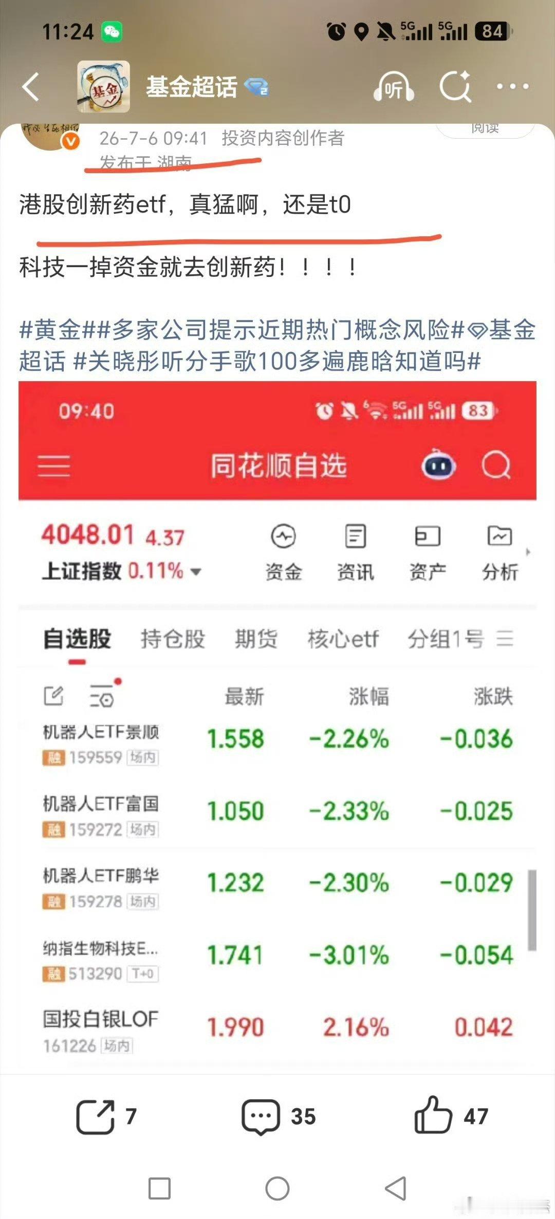 港股创新药etf和创新药富国etf的逻辑提了多次了，科技回落，调整，资金就去创新