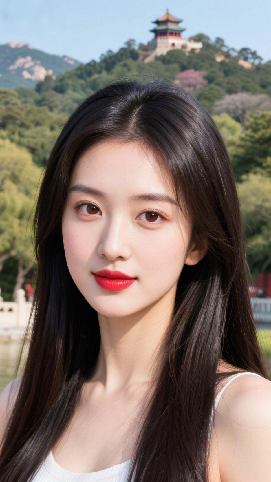  
 
万寿山春晴
 
翠叠层峦阁势雄，晴光漫染御园风。
千林碧色摇新叶，一镜湖