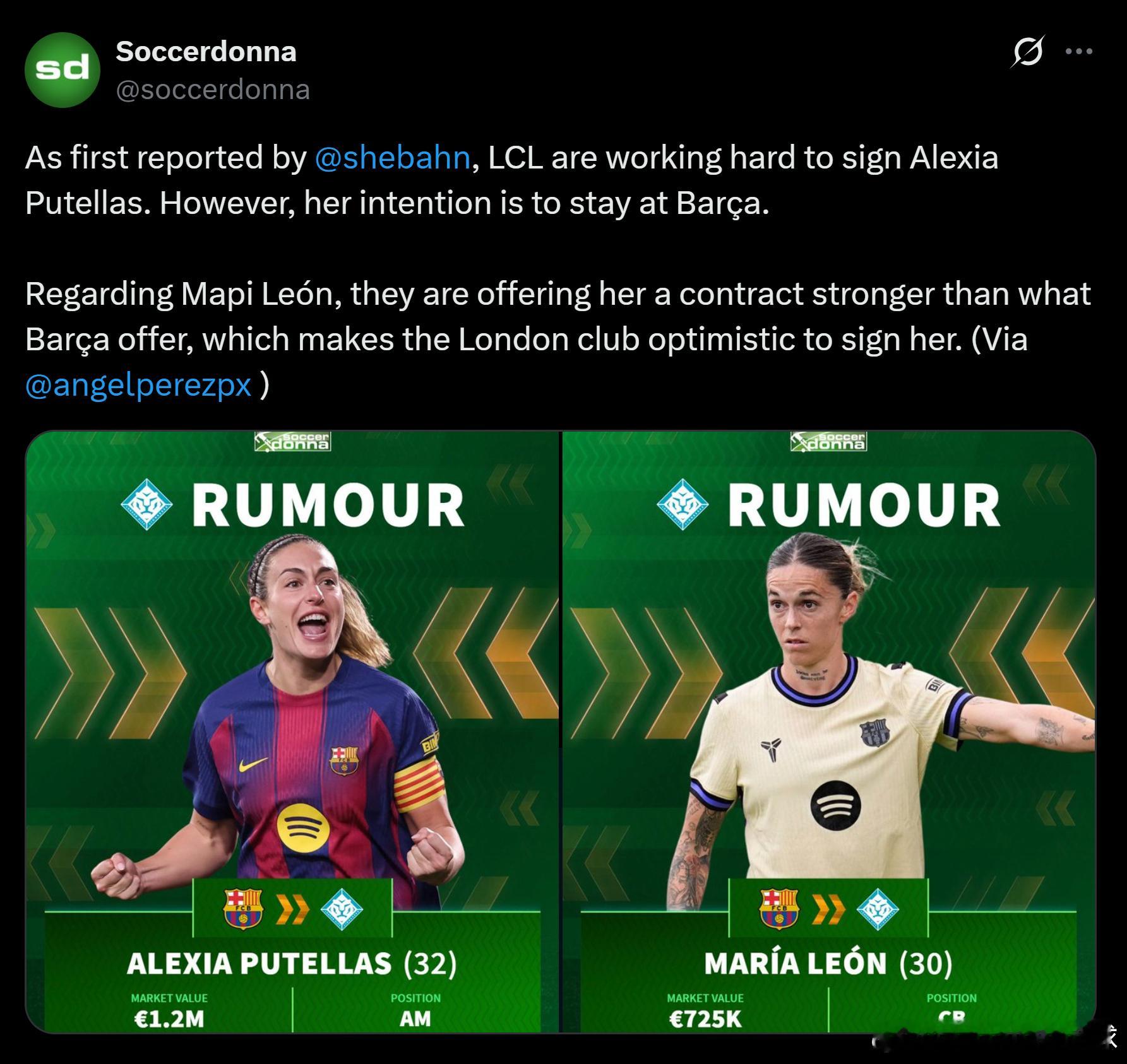 barclayswsl 这两桩转会存疑，即便成最终成行，也只是俱乐部阵容常规补强