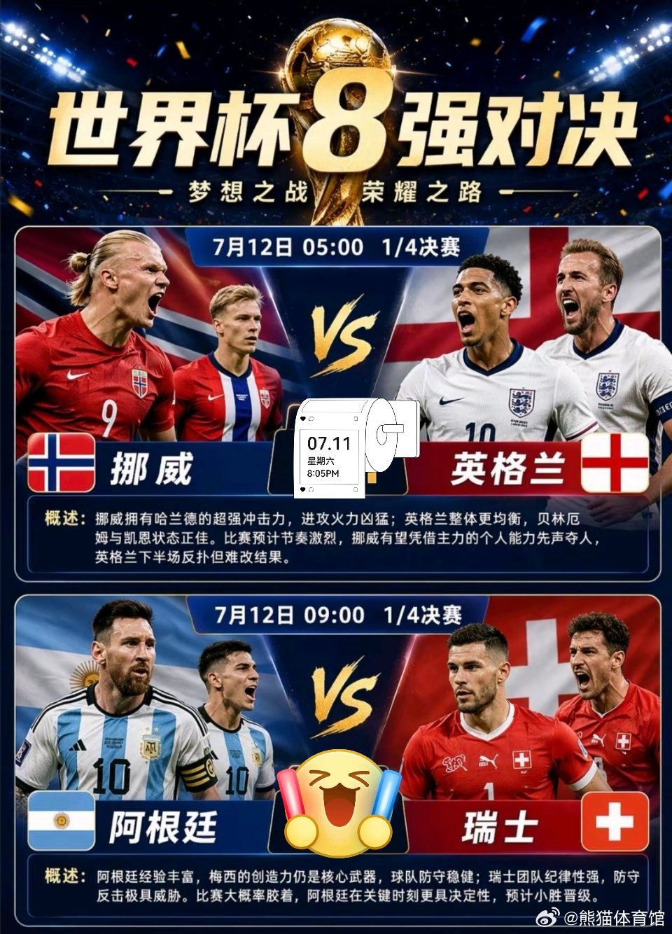 ⚽️2026世界杯1/4决赛继续⚽️比赛队伍：挪威vs英格兰   比赛队伍：阿根