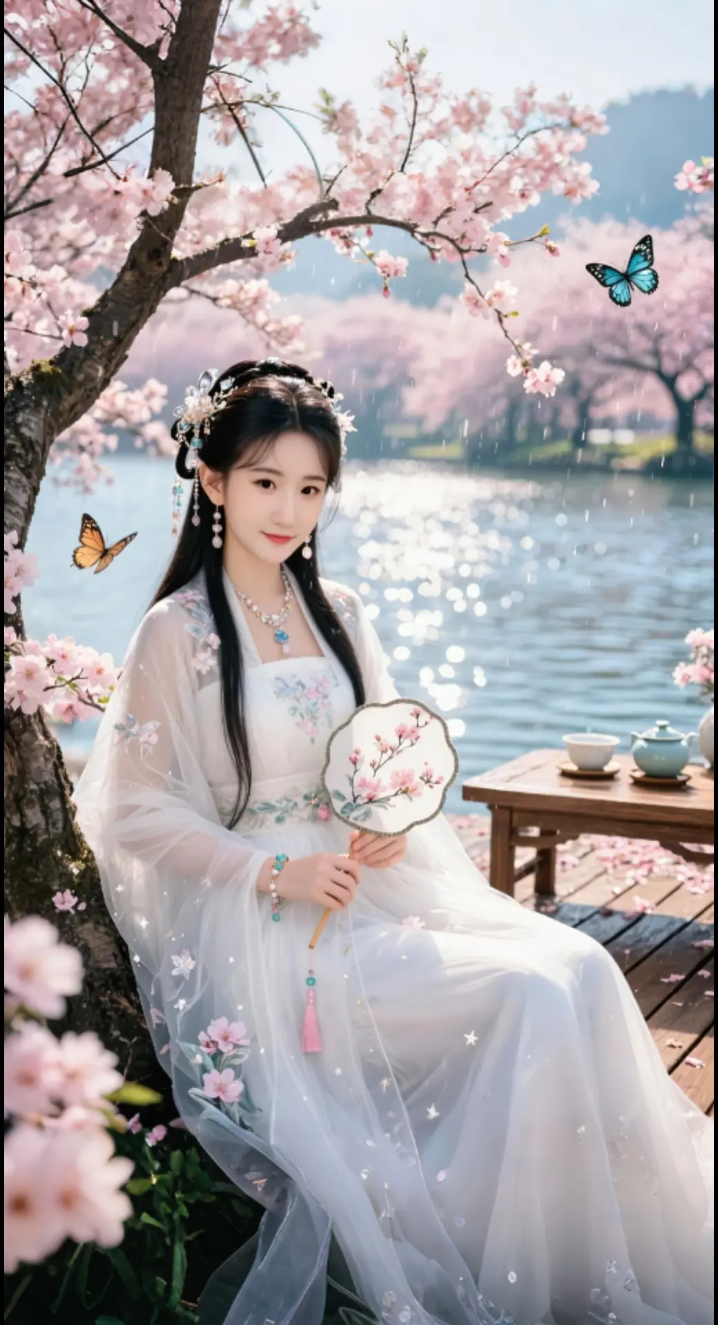 AI扩图 AI林间桃花随拍