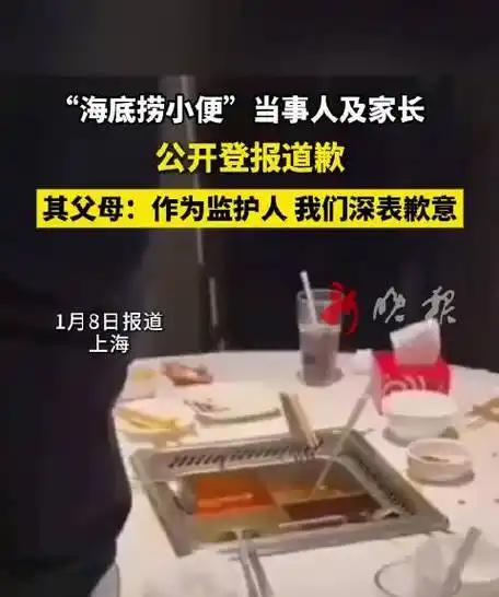 220万买个教训！海底捞“小便门”17岁当事人登报致歉，家长连带买单
（文章内容