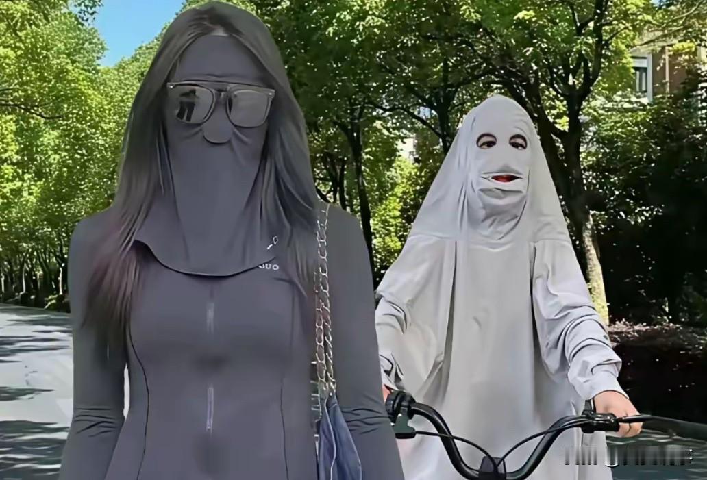 防晒自然重要，不过不少美女把自己包裹得严严实实的，看不到一点面部皮肤，说实话大白