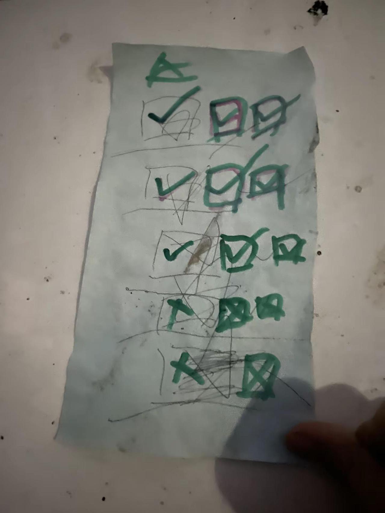 刚去开车看到车子雨刮器上压着这纸，上面写的乱七八糟的东西看不懂，有看懂这是什么意