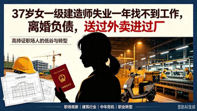 37岁女一级建造师失业一年找不到工作，离婚负债，送过外卖进过厂