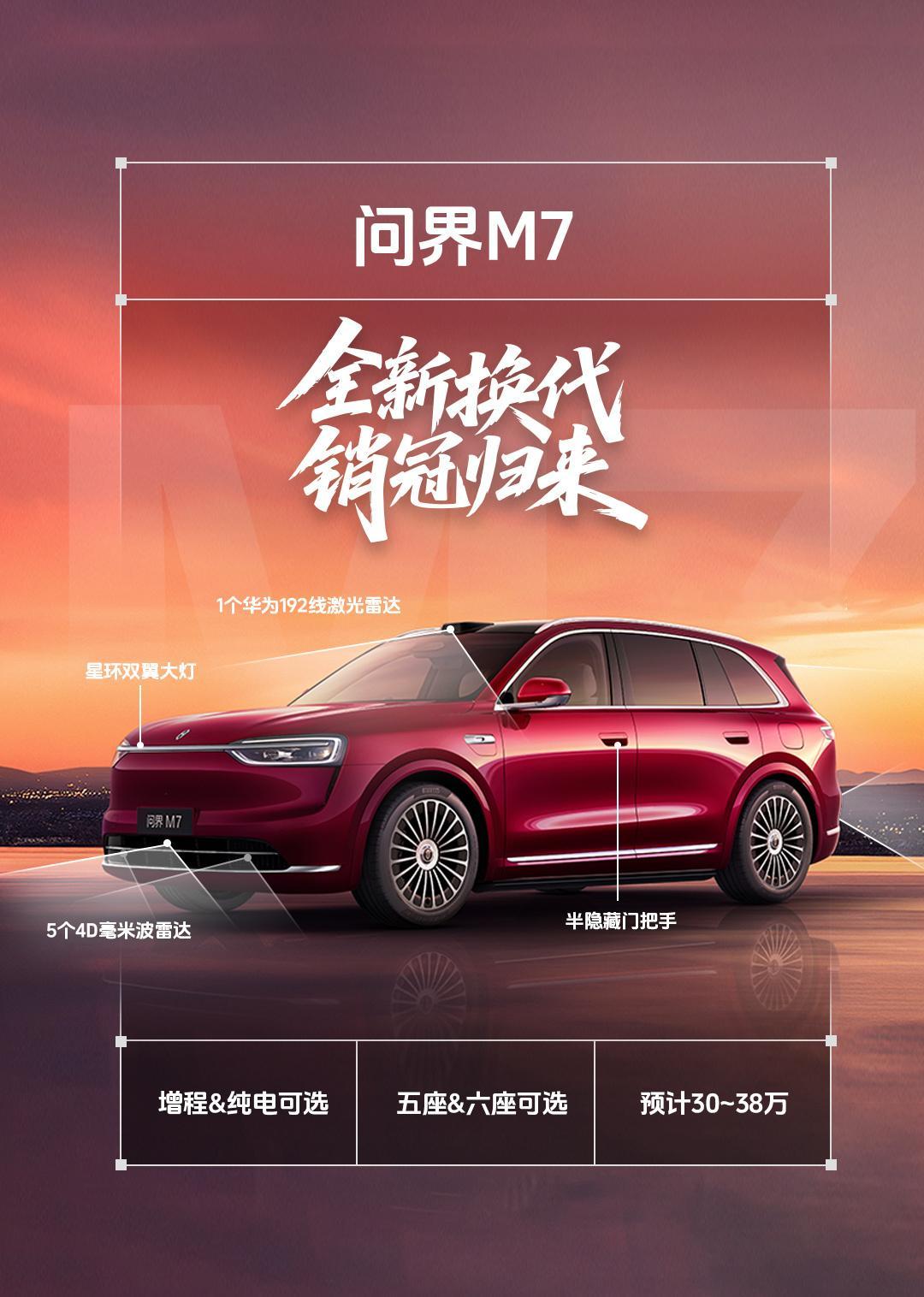 问界M7这次牌型很丰富五座六座全都有，增程纯电全都有[doge]全新问界m7问界