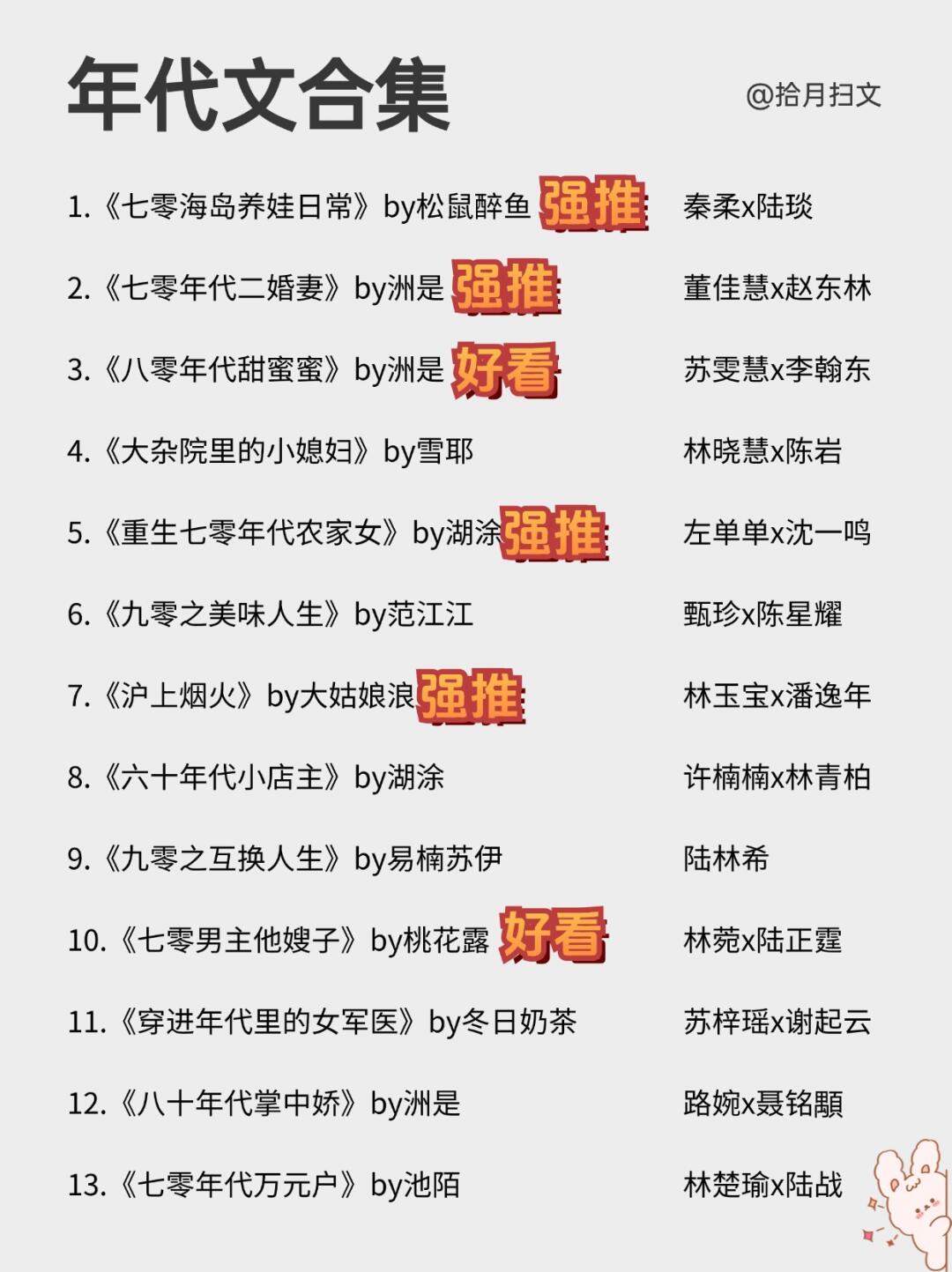 26本高分年代文！前五本我甚至想打满分