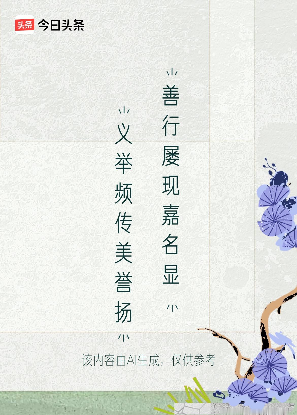 文学创作大会 这上联“义举频传美誉扬”和下联“善行屡现嘉名显”对仗工整，读起来朗