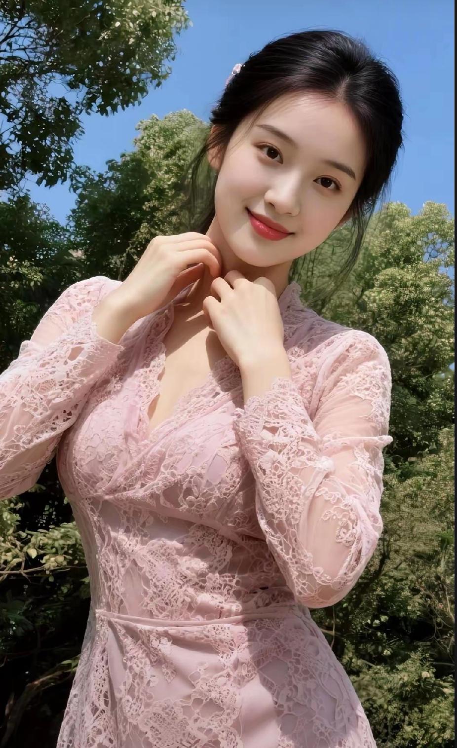 粉嫩蕾丝裙，甜美少女心，阳光下的温柔时光