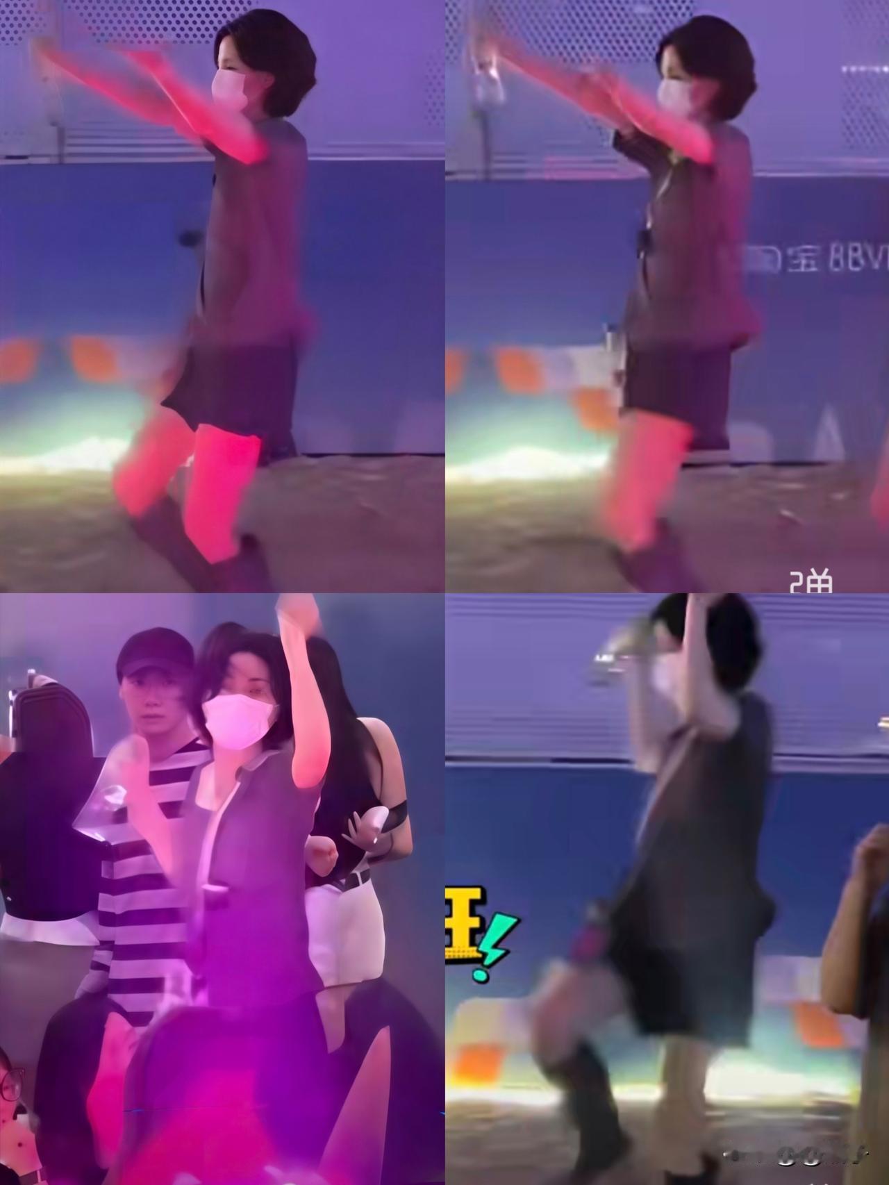 第一次看见王菲在公众场合如此放松、随意的样子，她也许是看见孩子的成就有些兴奋，在