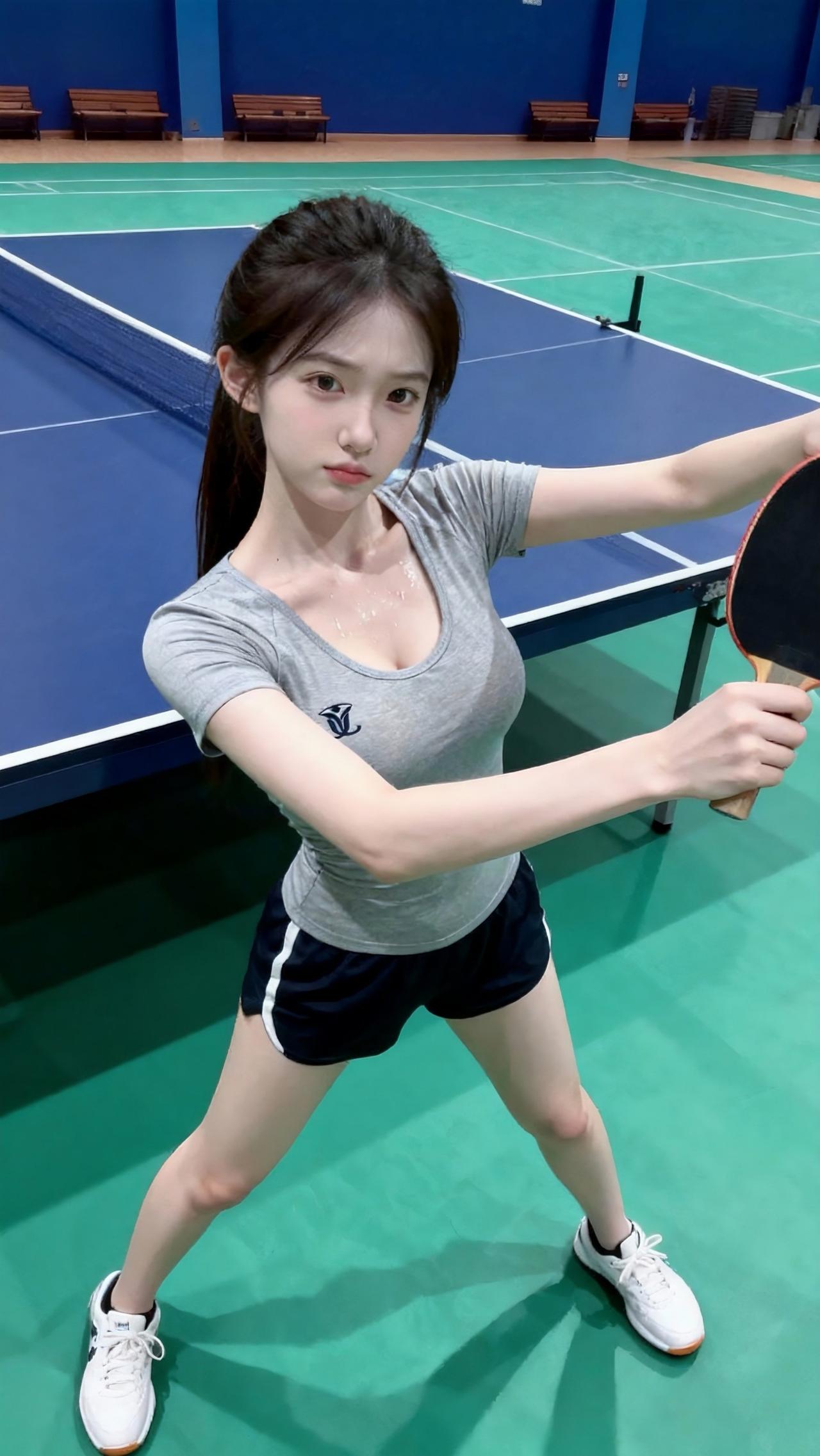 乒乓球场上的运动美少女，怎么舍得让她输[点亮平安灯]