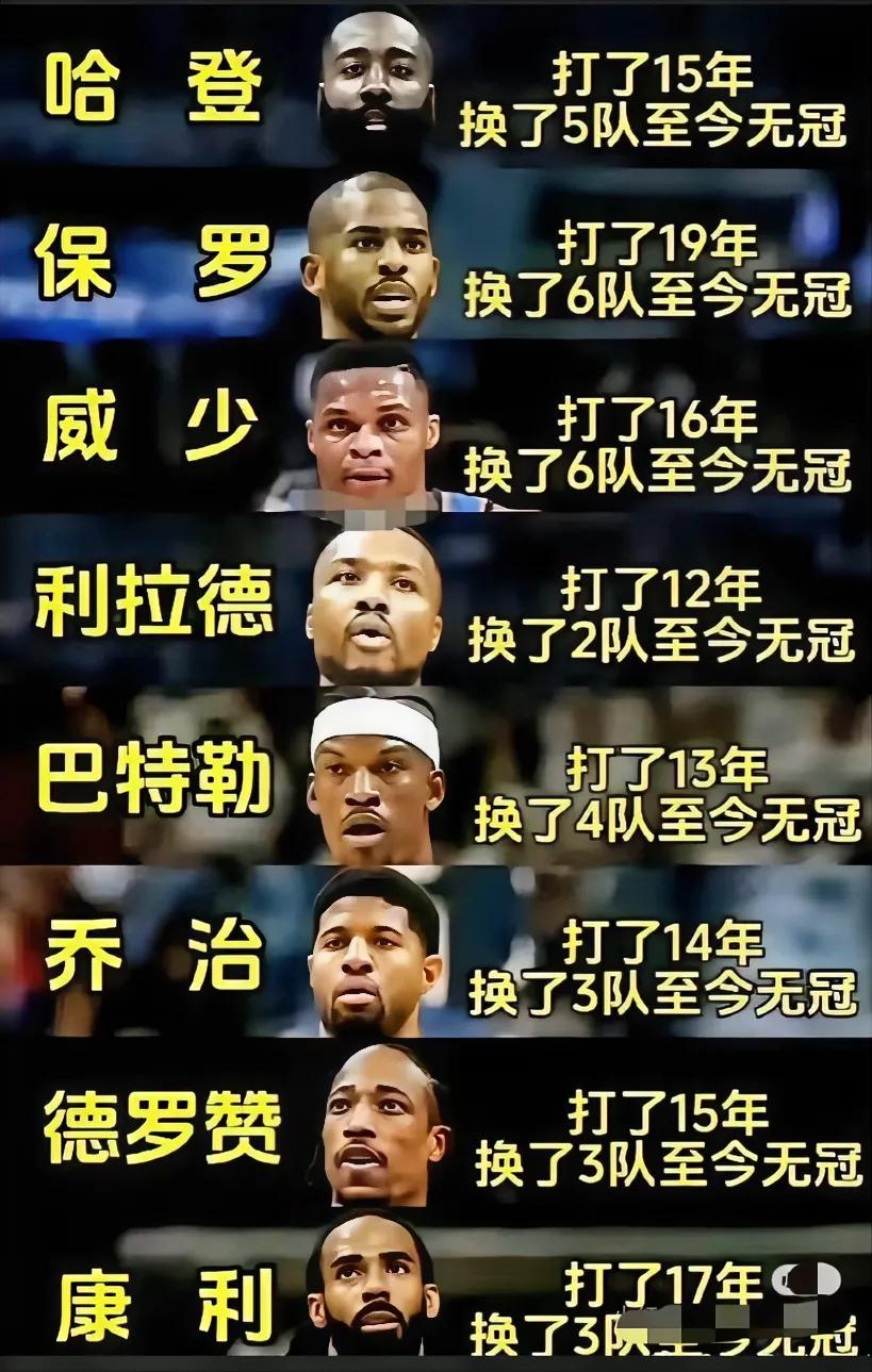 哈登——搭配过的队友保罗，霍华德，杜兰特，欧文，恩比德，小卡和乔治
保罗——搭配
