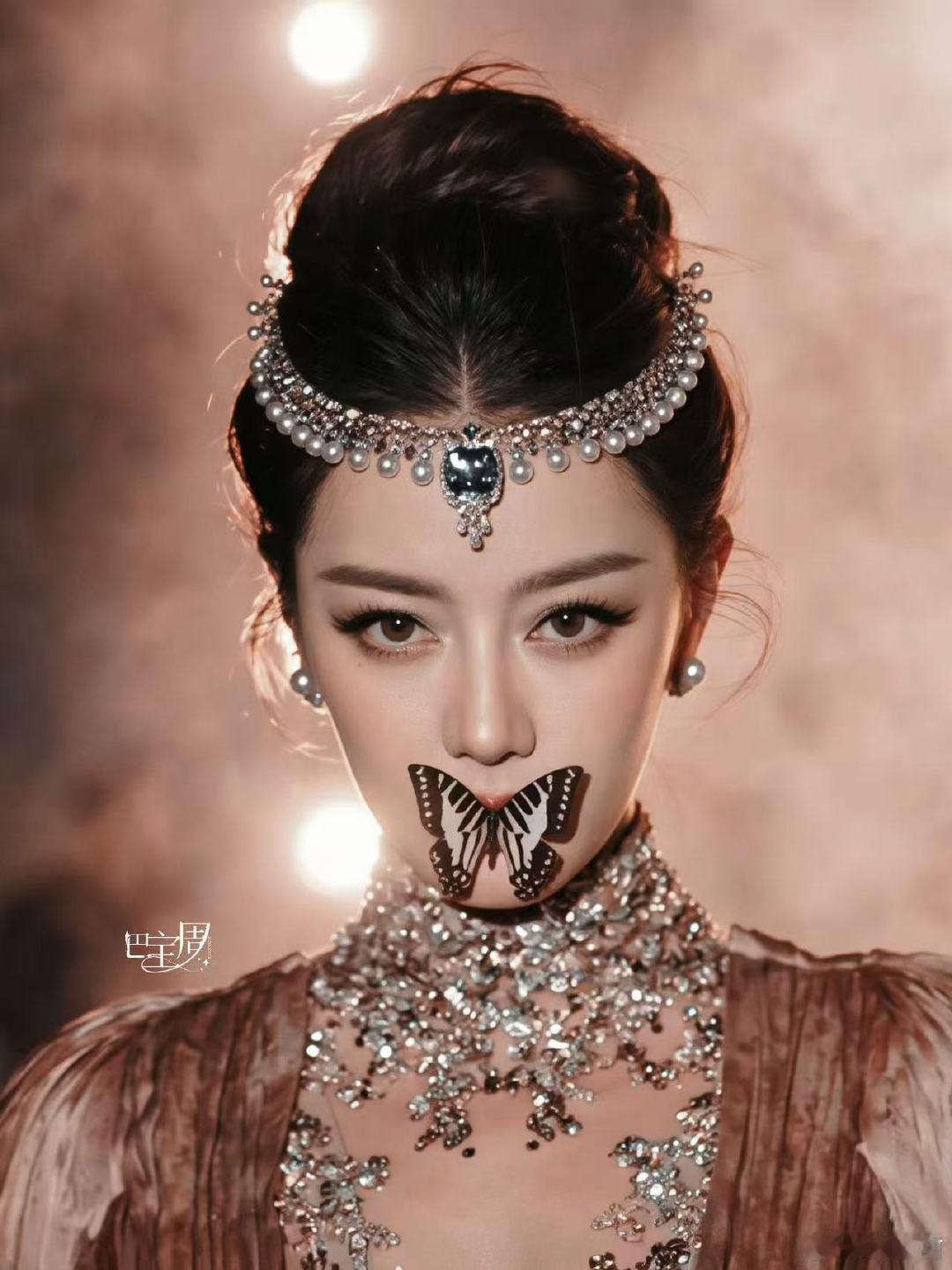 迪丽热巴满钻高定 被迪丽热巴VOGUE红毯狠狠击中！重工满钻高定华丽感拉满，衔蝶