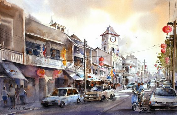 来自艺术家Thanakorn Chaijinda 的建筑水彩画作 