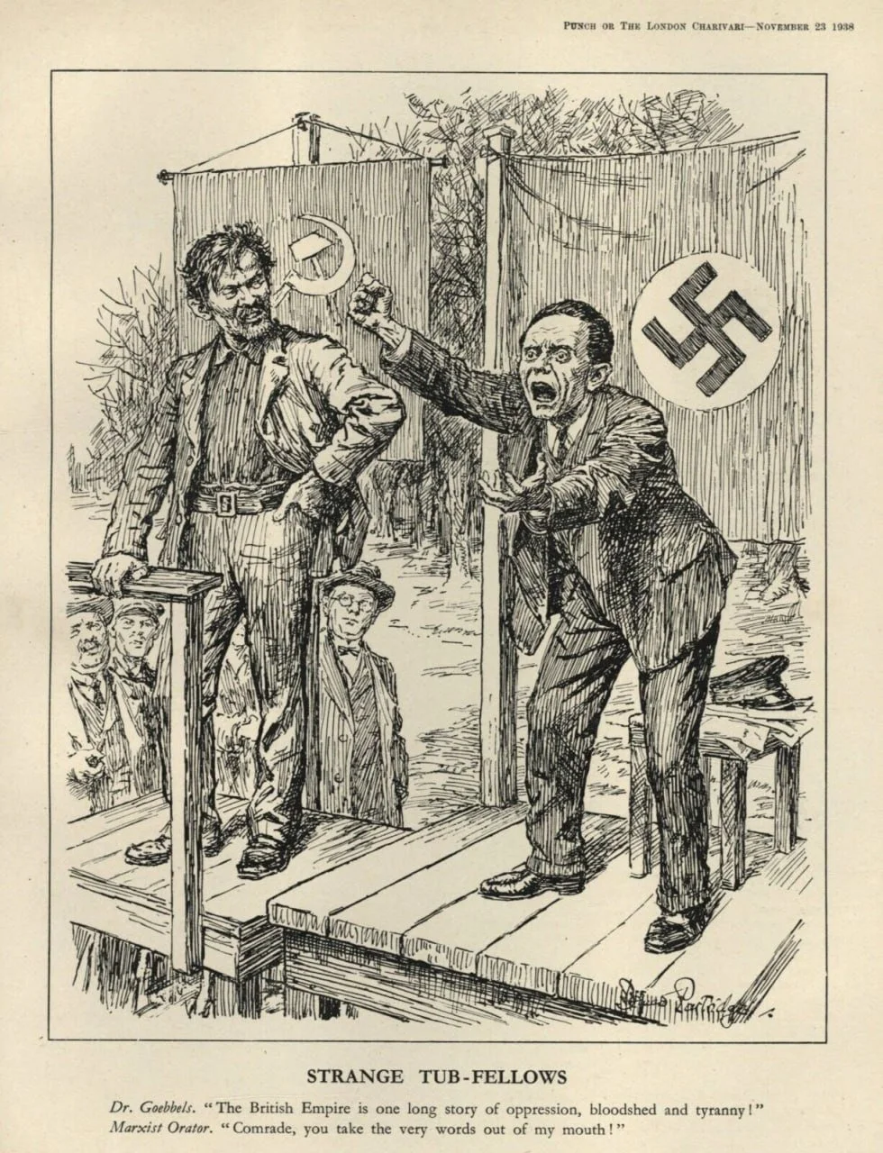 海报 英国漫画（1938 年 11 月 23 日）展示了一位“马克思主...