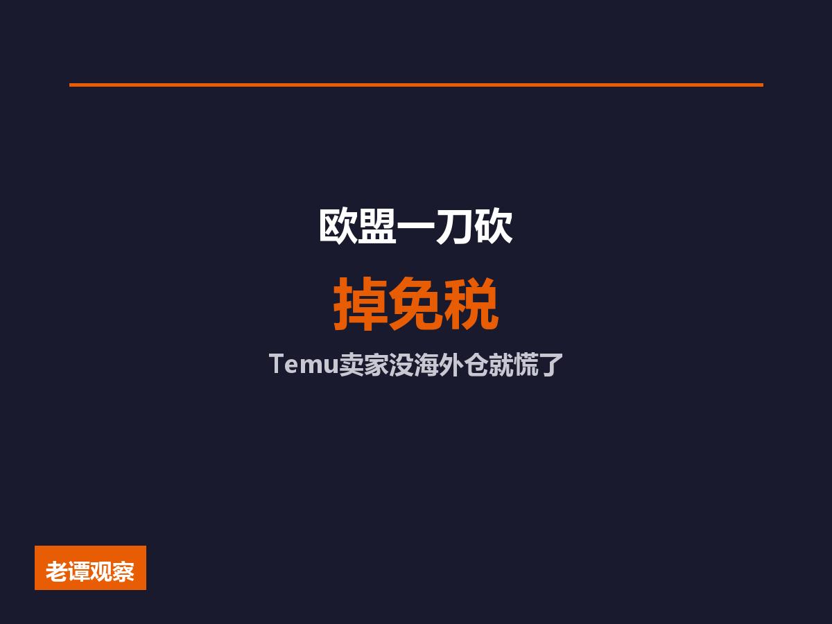 欧盟一刀砍掉免税，Temu卖家没海外仓的慌了，三年前我就说过

跟你说个事，做了