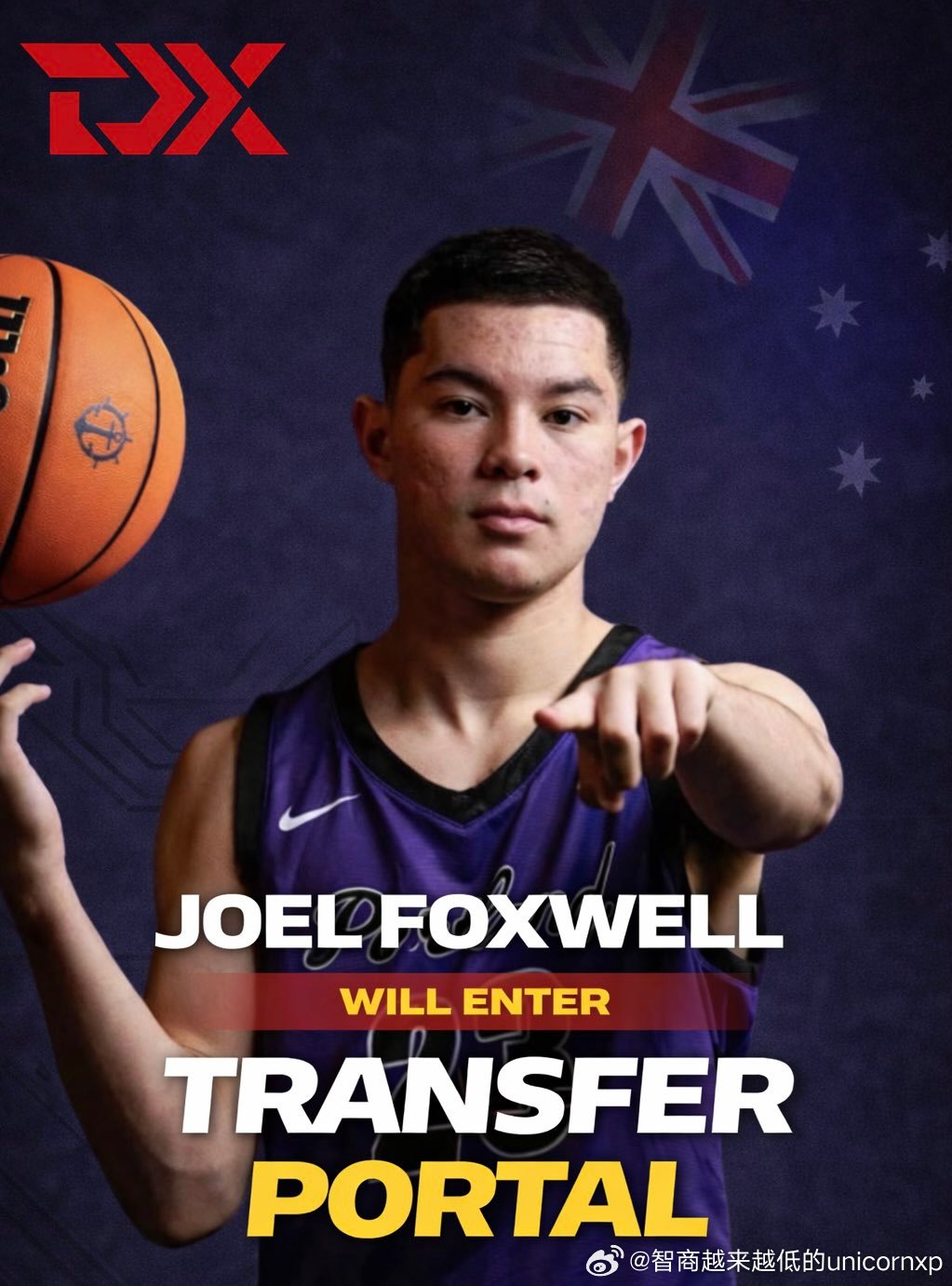 不出所料，澳洲华裔控卫Joel Foxwell申请转校，本赛季在波特兰大学场均1