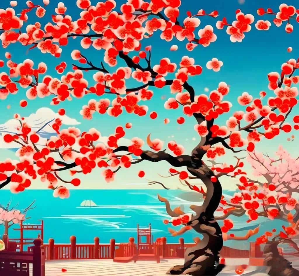 #上联：红梅献瑞迎新岁，诚邀下联#
上联：红梅献瑞迎新岁，
下联：碧海青天庆丰年