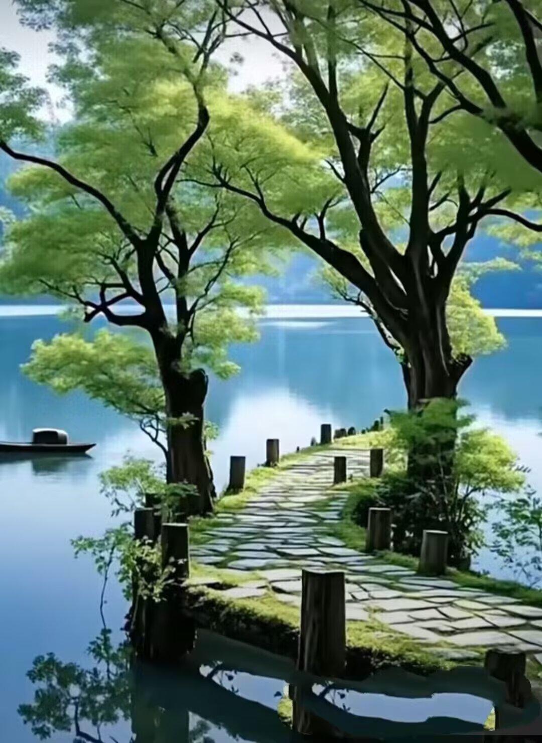 下联：邀对；
上联：清溪依老舍，
下联：远山伴新居。