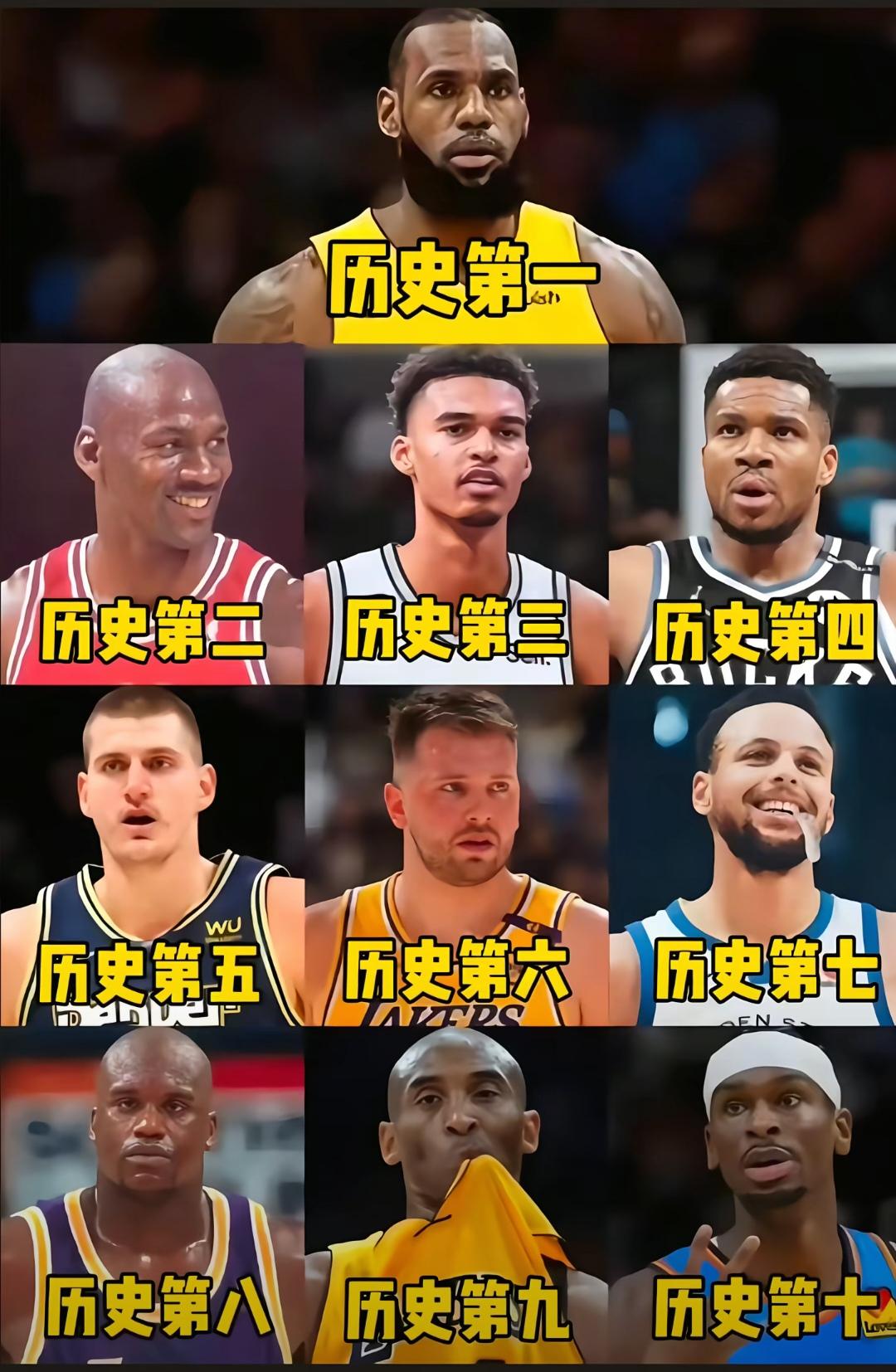 这个NBA历史排名可能吗？

詹姆斯历史第一，需要再拿两个冠军吧。

文班亚马历