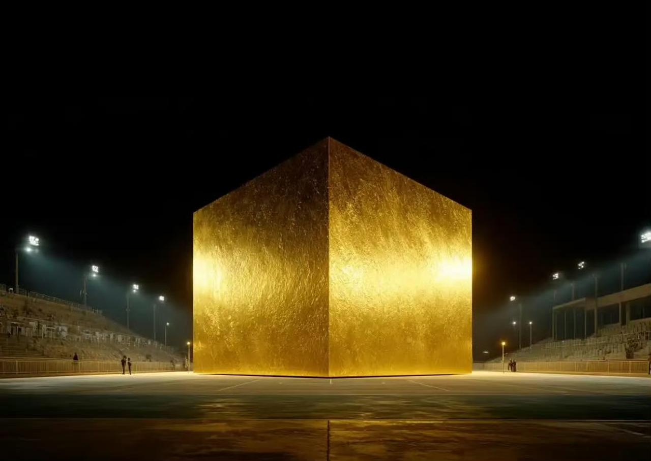 据说，已开采的黄金堆积起来所形成的立方体，边长也就二十多米，一个篮球场便能容纳。