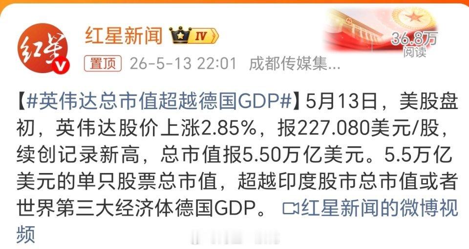 英伟达总市值超越德国GDP英伟达总市值正式超越德国GDP！全球科技产业格局正在重