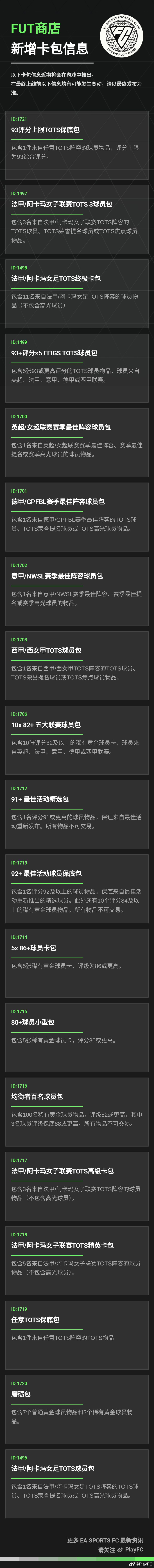 FC 25 Ultimate Team商店新增卡包信息。FC25 ​​​