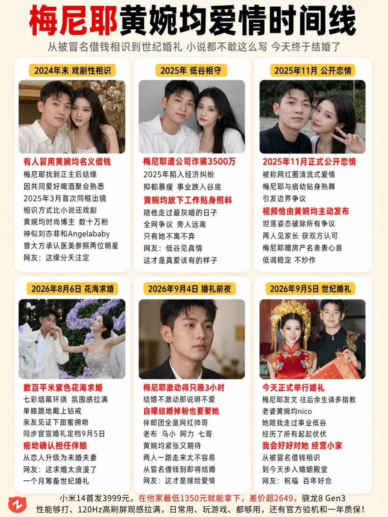 梅尼耶黄婉均爱情时间线，小说都不敢这么写。
