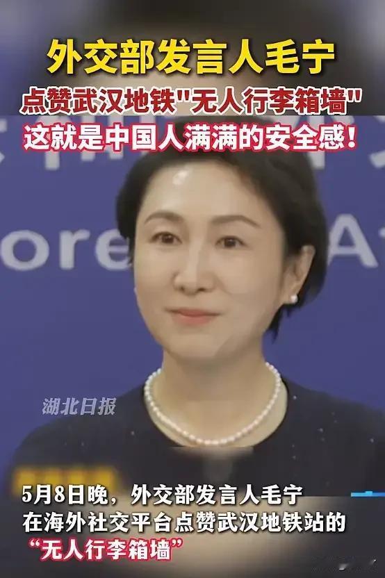毛宁在海外社交平台发了张图，直接把一群老外看破防了。

画面里是武汉地铁站的一面